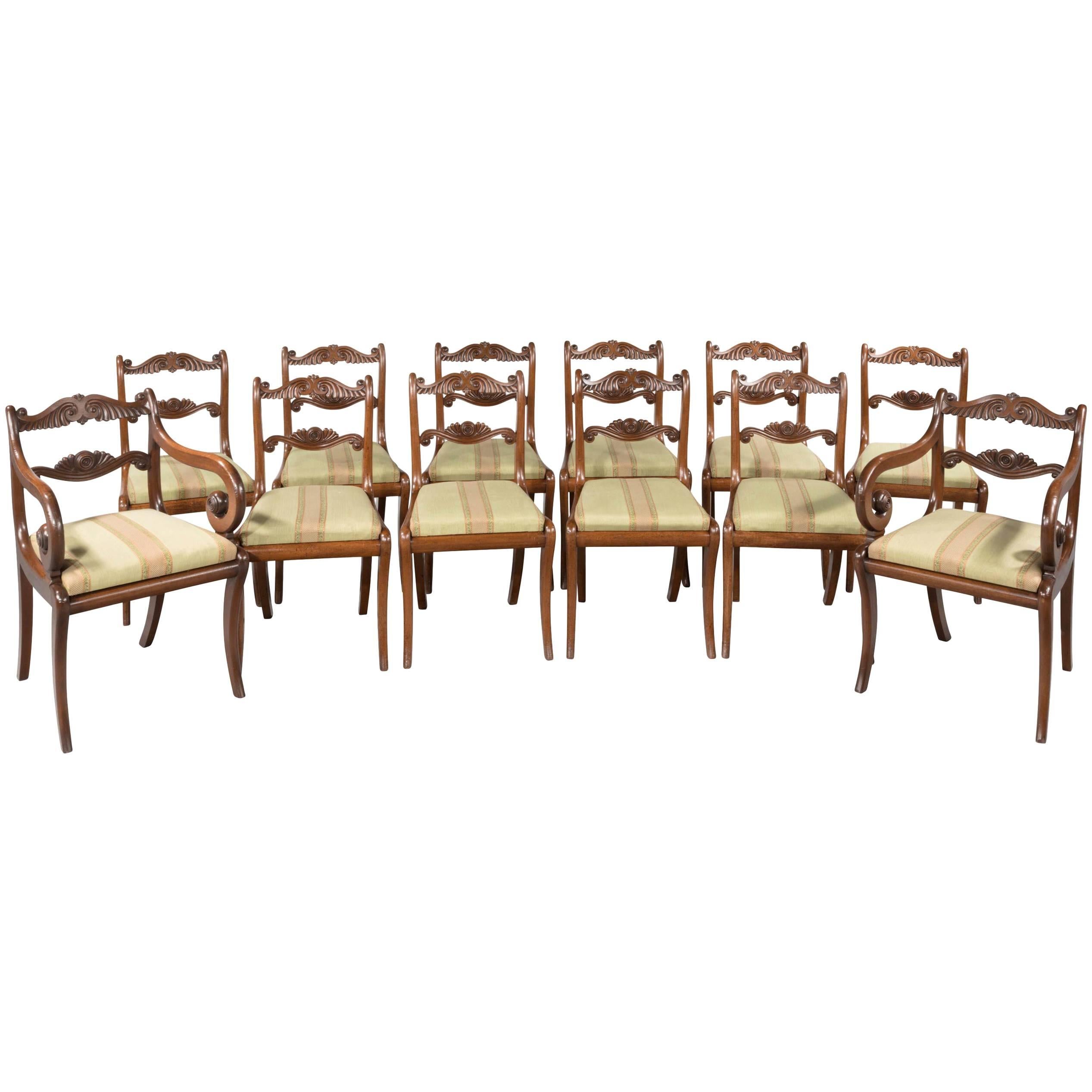Set of 12 Regency Period Mahogany Dining Chairs