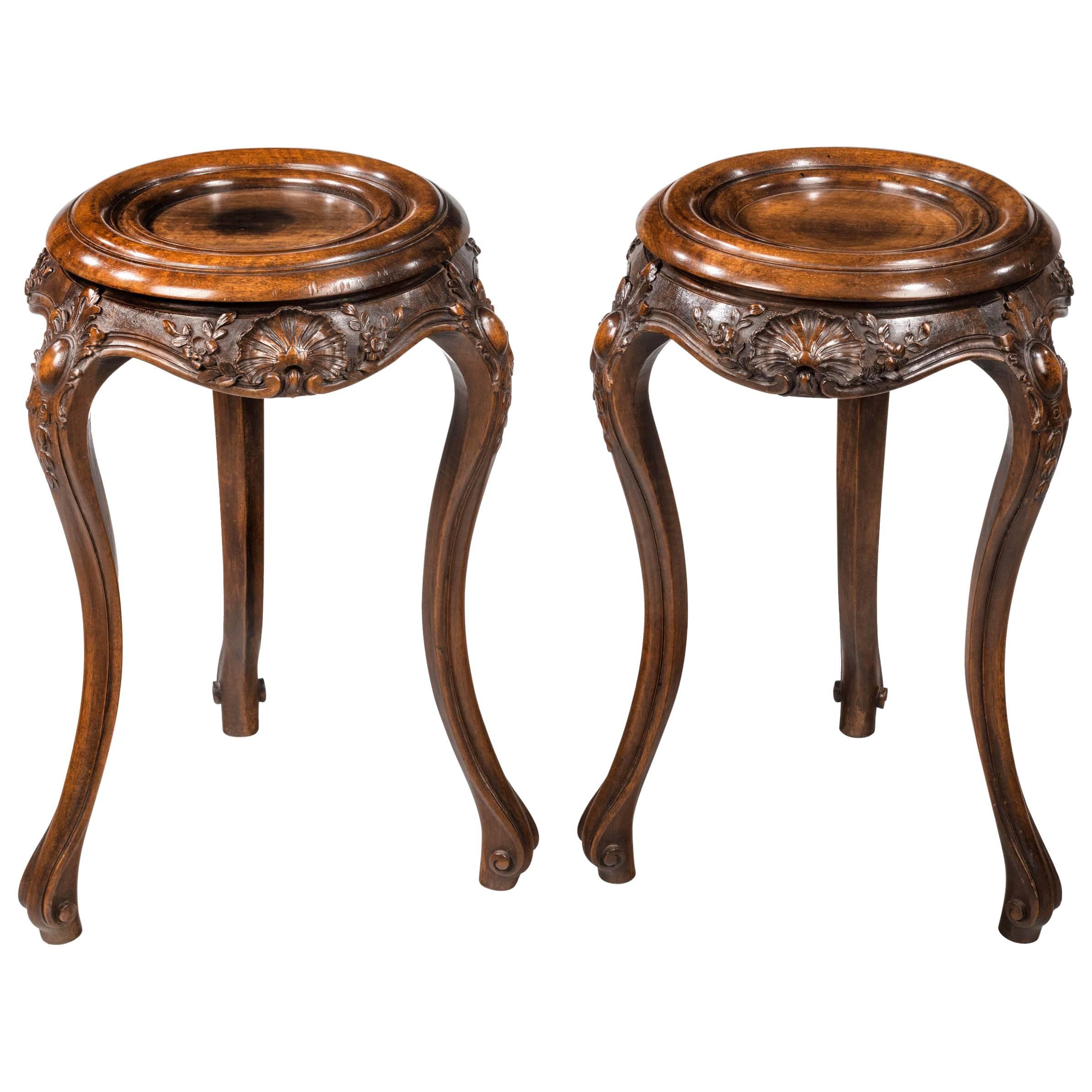 Pair of Mid-19th Century Walnut Bowl or Vase Stands