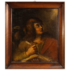 Italian Religious Painting Oil on Canvas St. John the Evangelist, 18th Century