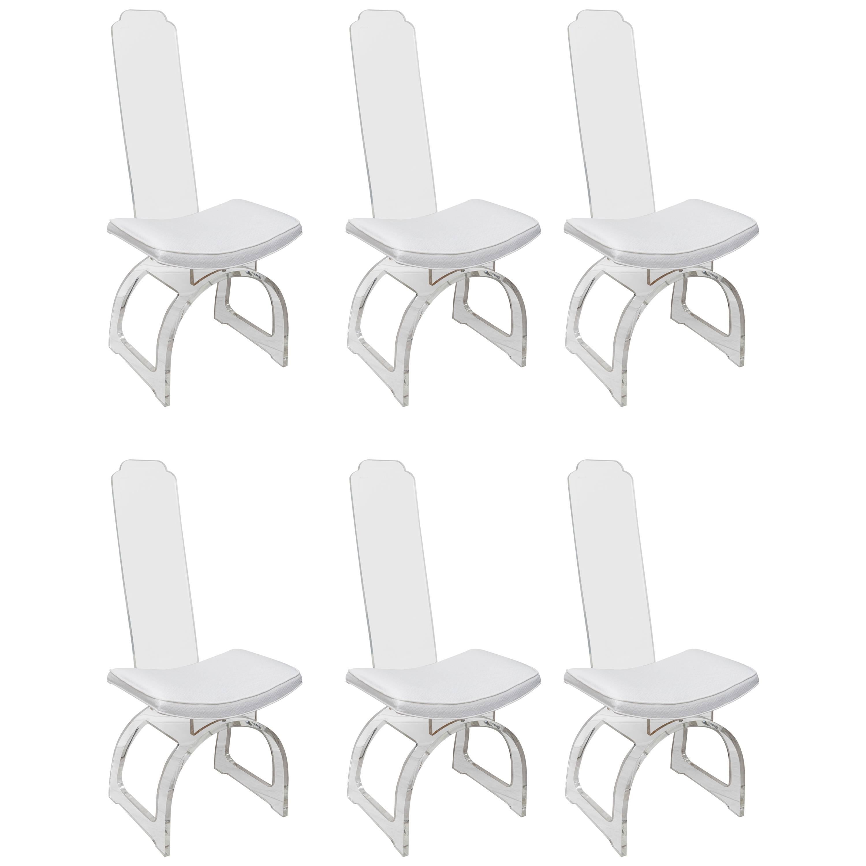 Set of Six Charles Hollis Jones Lucite Dining Chairs