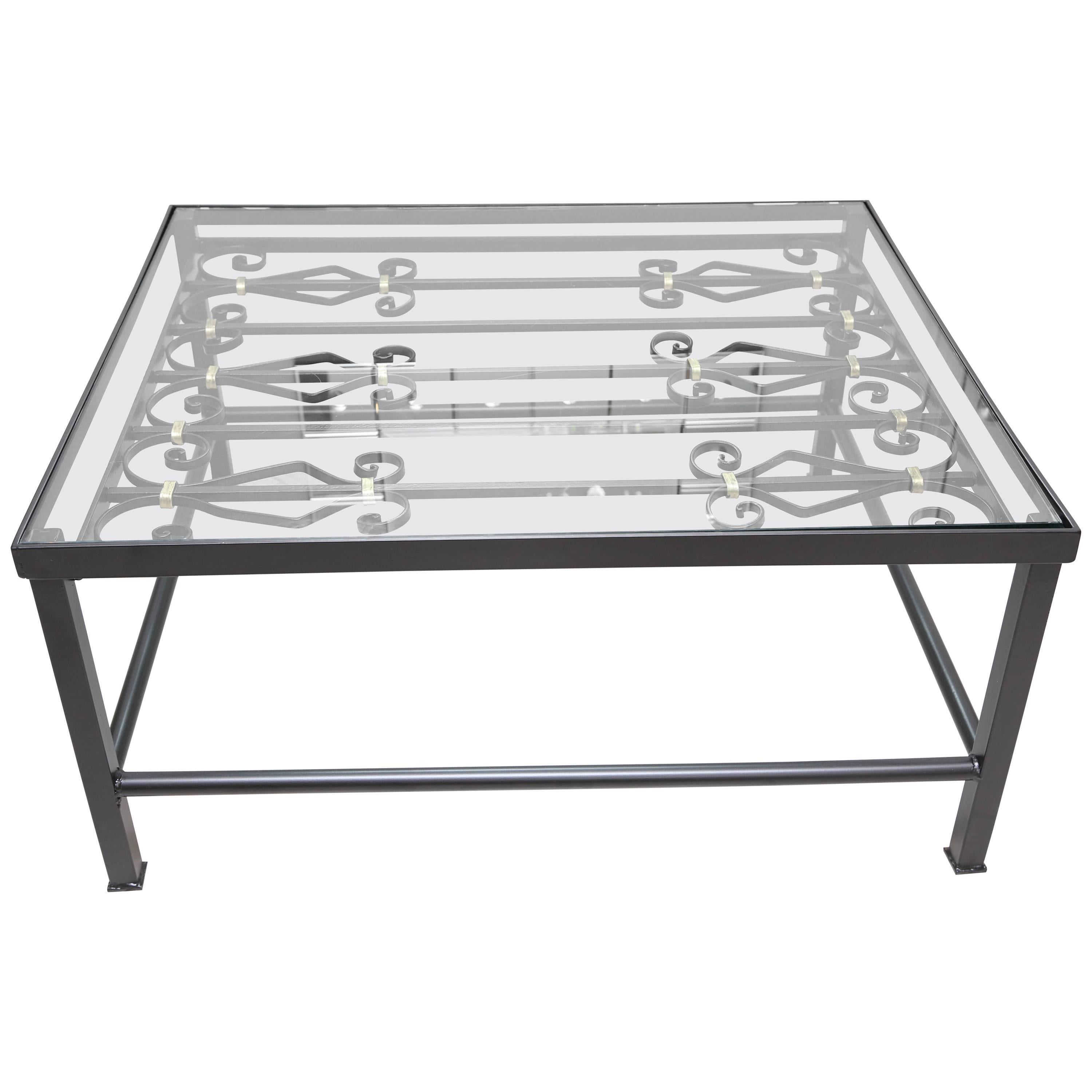 French Wrought Iron Gate Coffee Table For Sale