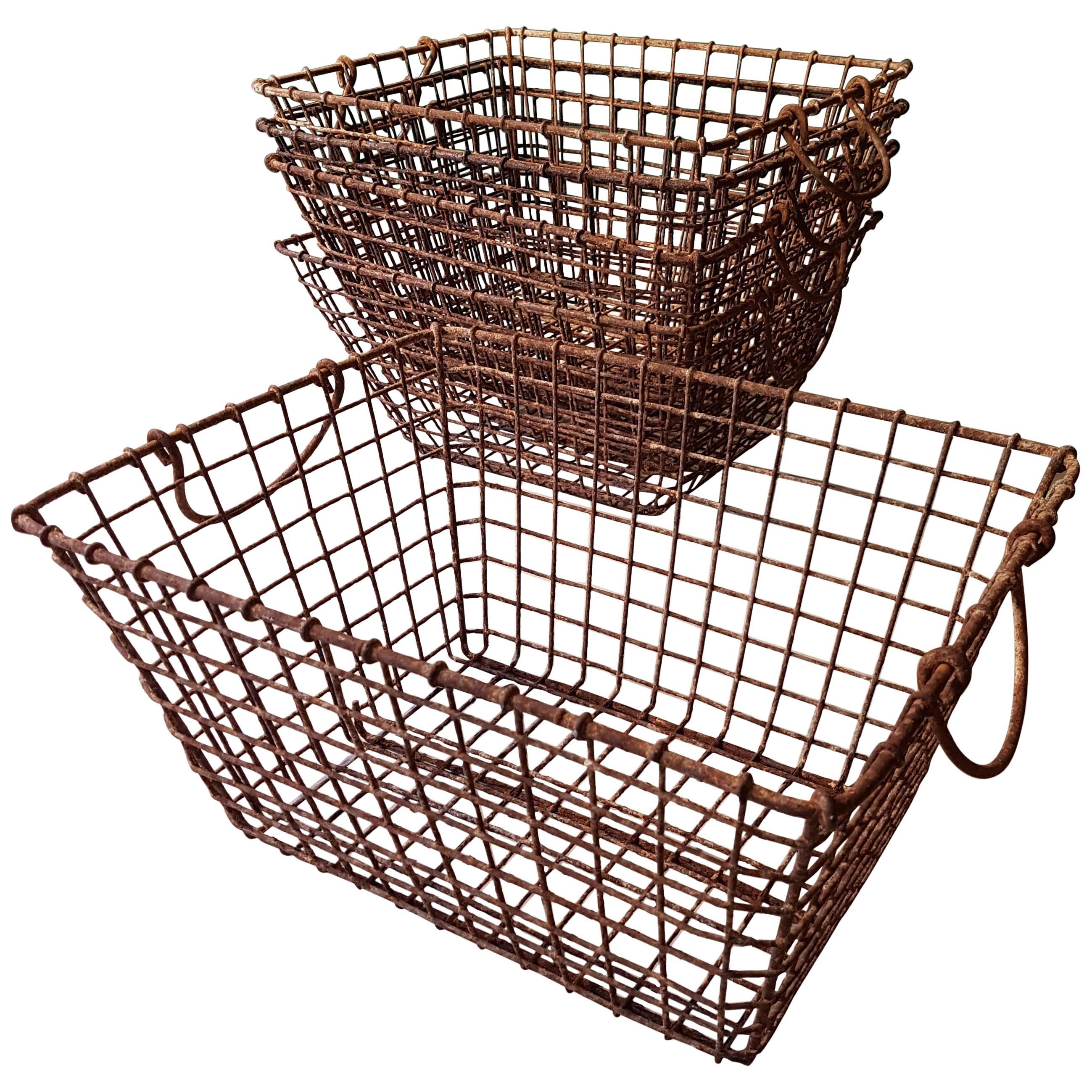 French 20th Century Oyster Baskets Made of Metal For Sale