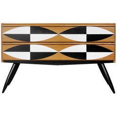 Swedish Low Cabinet with Pattern, 1960s