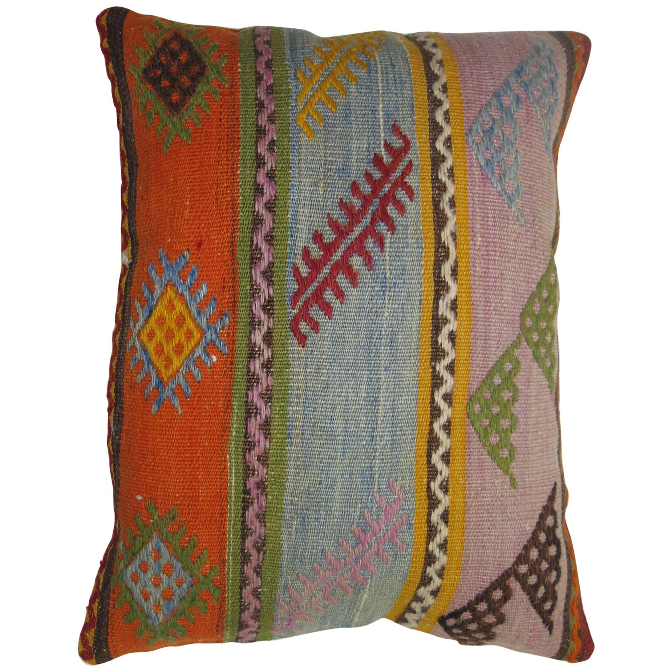 Bohemian Vintage Kilim Pillow For Sale