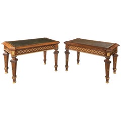 Pair of Early 20th Century Mahogany Library Tables with Gilt Bronze Mounts