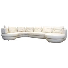 Natuzzi Designer Corner Sofa Leather Beige Function Couch Modern