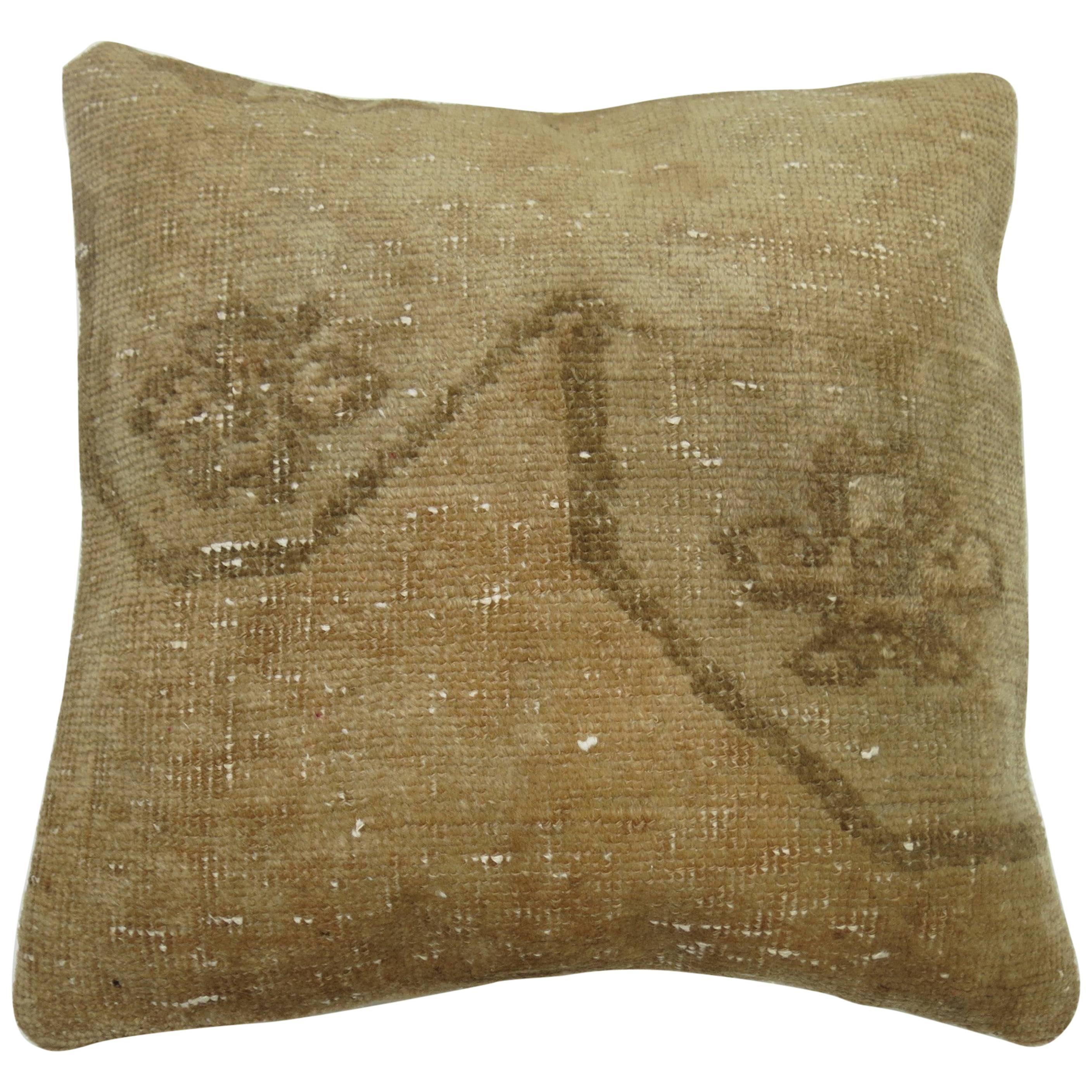 Neutral Oushak Rug Pillow For Sale