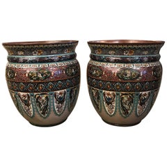 Huge Pair of Cloisonné Planters