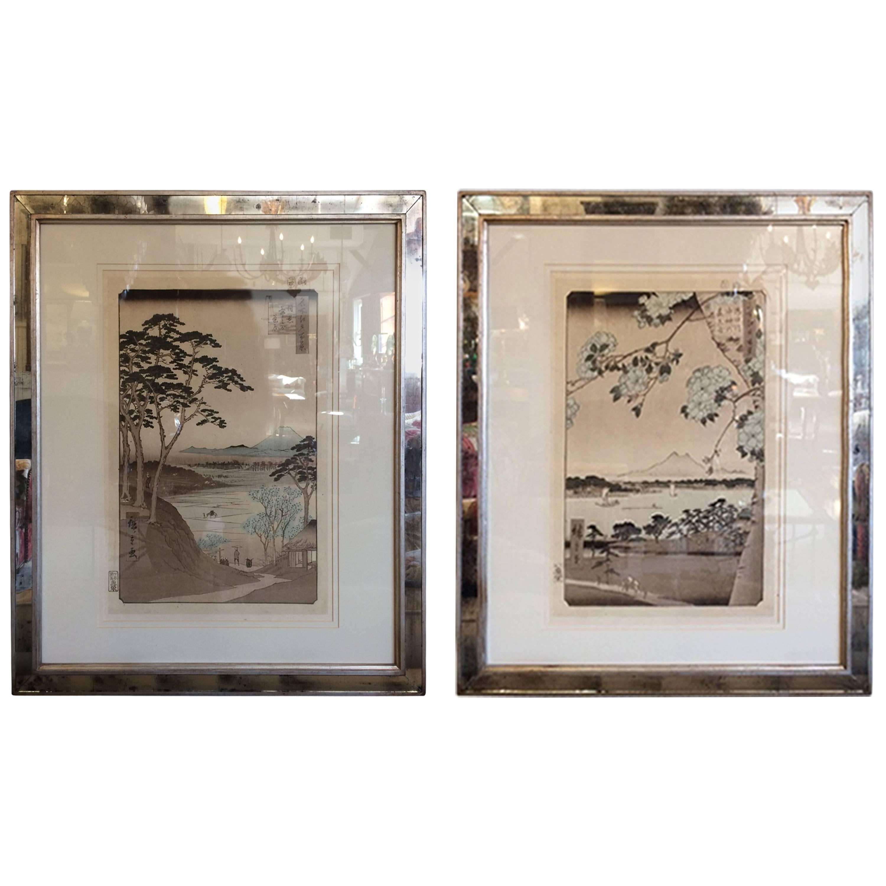 Elegant Pair of Asian Framed Prints from Trowbridge