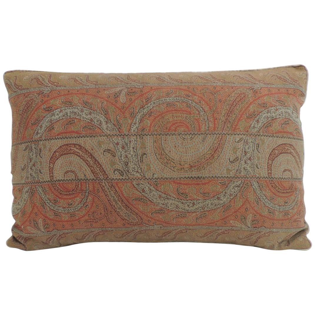 Antique Kashmir Paisley Lumbar Decorative Pillow with Trim