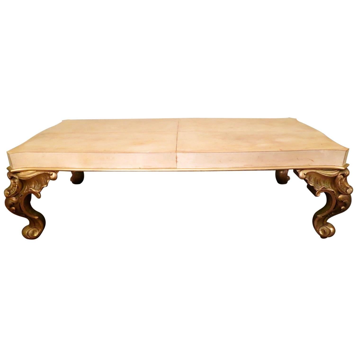 Maison Jansen Parchment and Gold Gilt Table For Sale