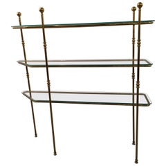 Mid-Century Modern Brass and Glass Etagere Console