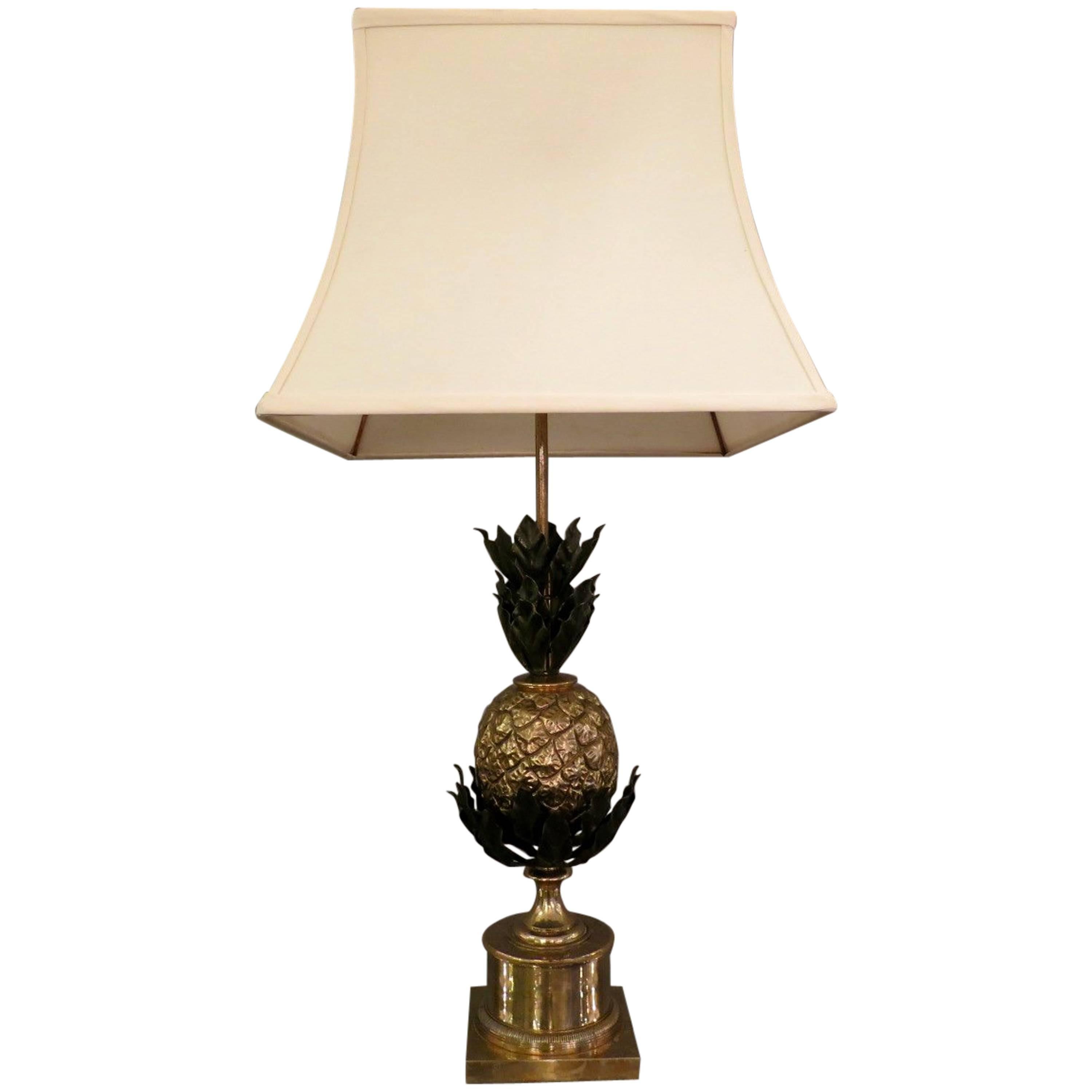 A Maison Charles  Brass and Bronze Pineapple Table Lamp