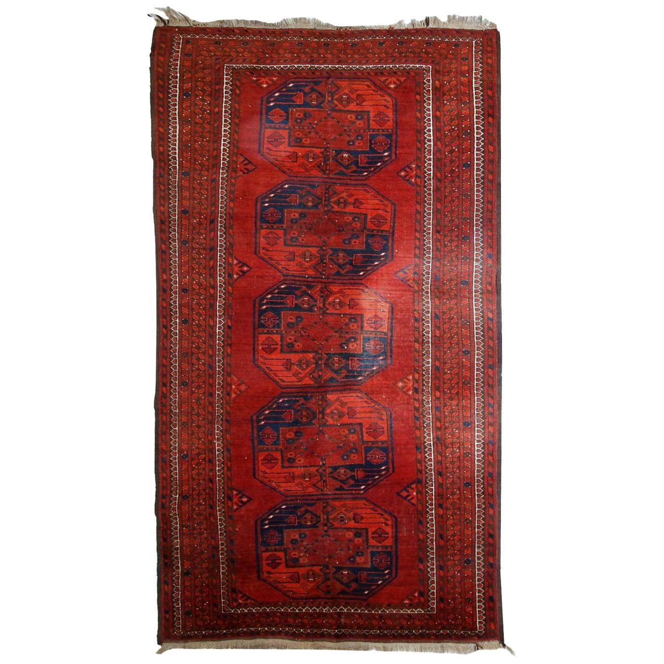 Handmade Vintage Afghan Ersari Rug, 1950s, 1C406 For Sale