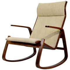 Vintage Mid-Century Modern Bent Wood Rocker Rocking Chair Ingmar Relling Westnofa, 1960s