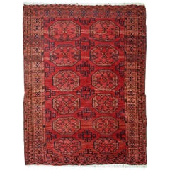 Handmade Vintage Afghan Ersari Rug, 1910s