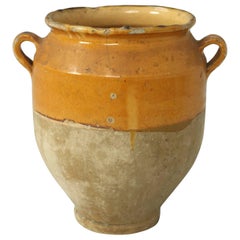 Antique Country French Confit Pot in their Classic Mustard Glaze No prior Repair