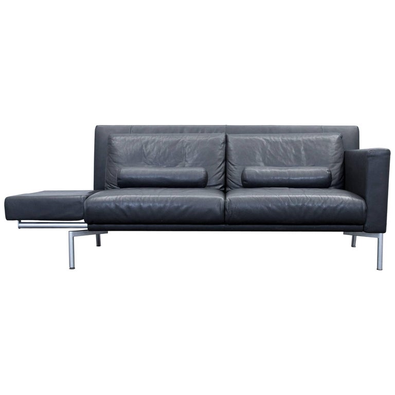 Walter Knoll Jason Designer Sofa Leather Black TwoSeat Couch Modern