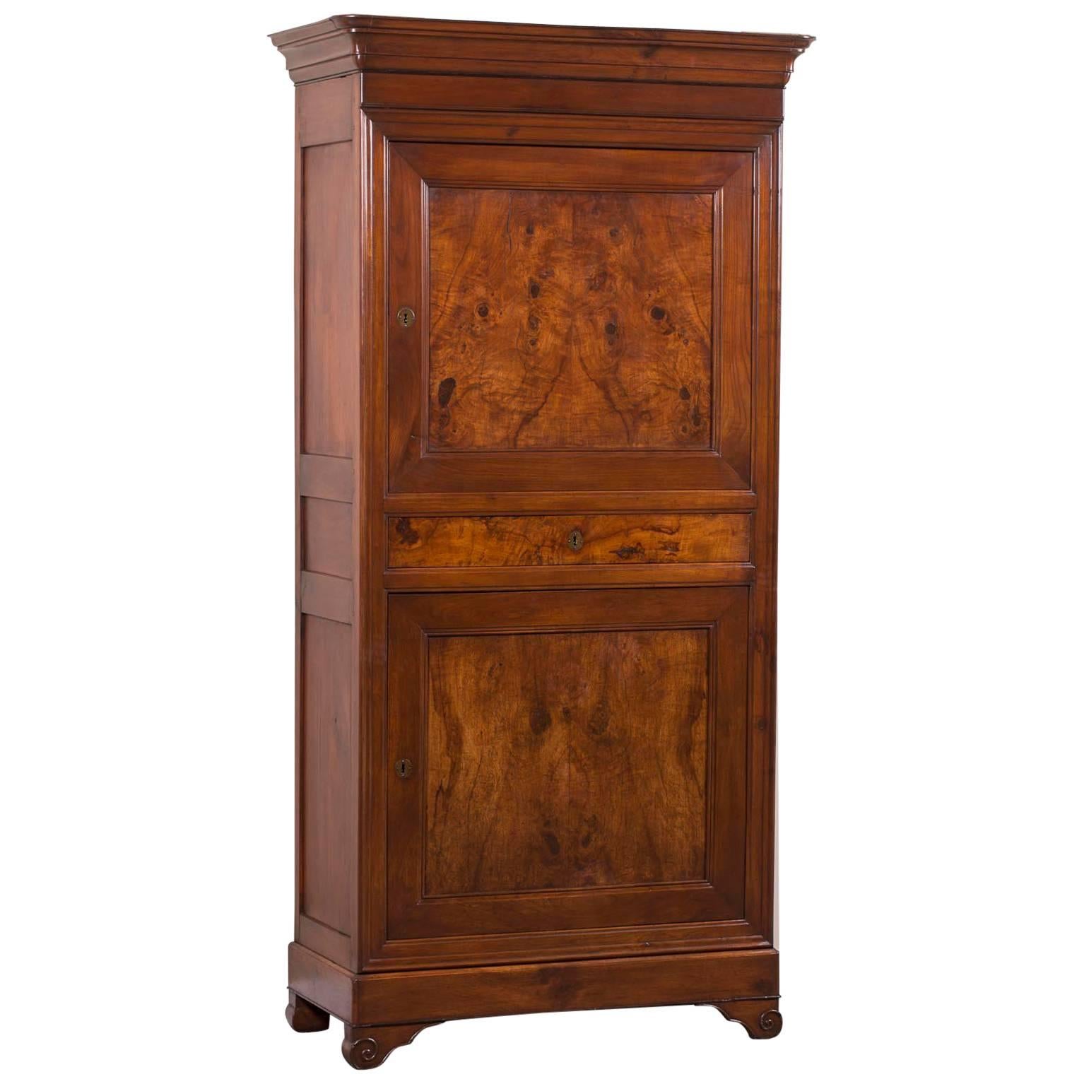 Antique French Louis Philippe Walnut Armoire Cabinet France, circa 1870