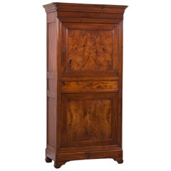 Antique French Louis Philippe Walnut Armoire Cabinet France, circa 1870