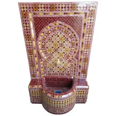 Moroccan Burgundy / Multi-Color Tile Fountain - Garden / Indoors