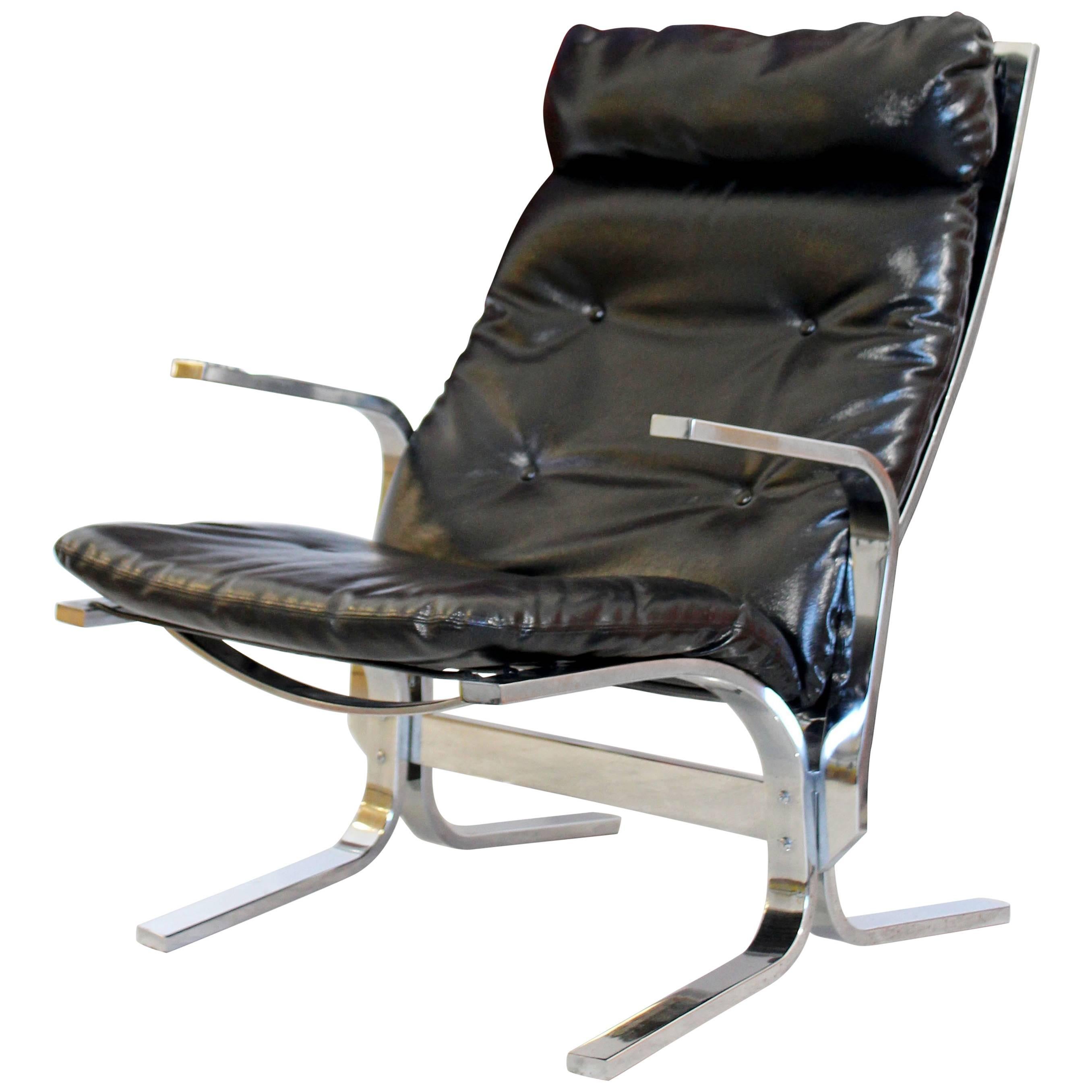 Mid-Century Modern Ingmar Relling Westnofa Style Chrome Wave Lounge Chair