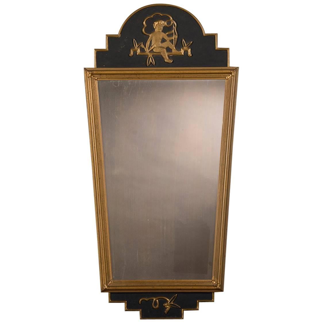 Antique Neoclassical Swedish Painted Mirror, circa 1890 For Sale