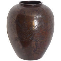Japanese Etched Bronze Vase
