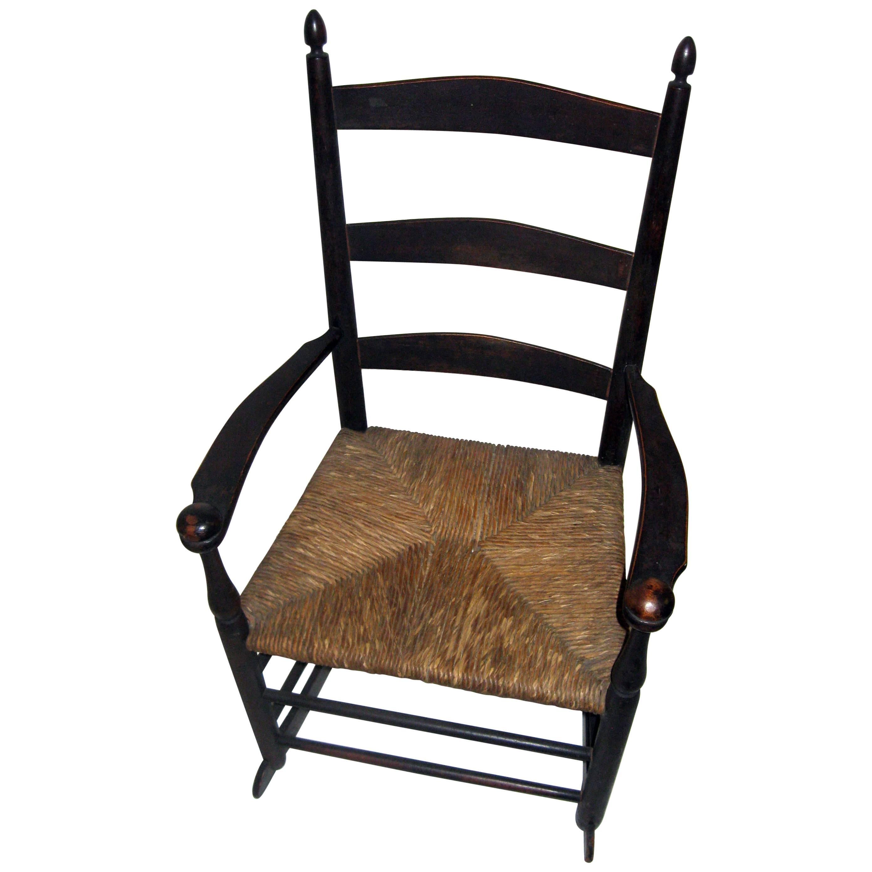 19th century Child's Maple Shaker Rocking Armchair Mt. Lebanon, New York For Sale