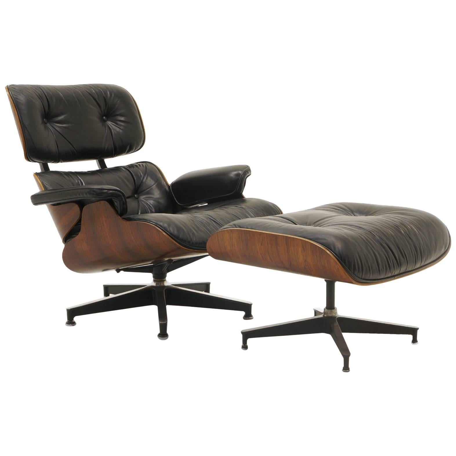 Original Charles and Ray Eames Brazilian Rosewood Lounge Chair and Ottoman  