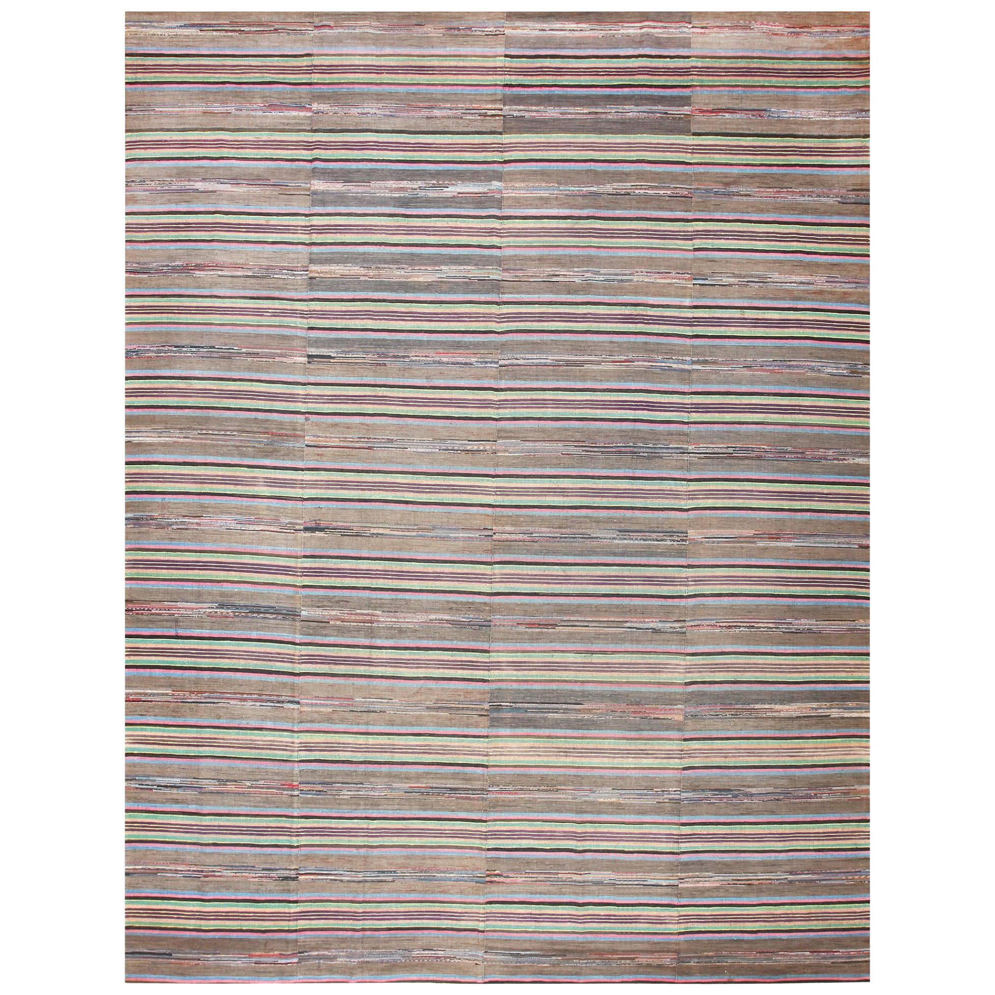 Large Room Size Antique American Rag Rug. Size: 11 ft 6 in x 14 ft 8 in 