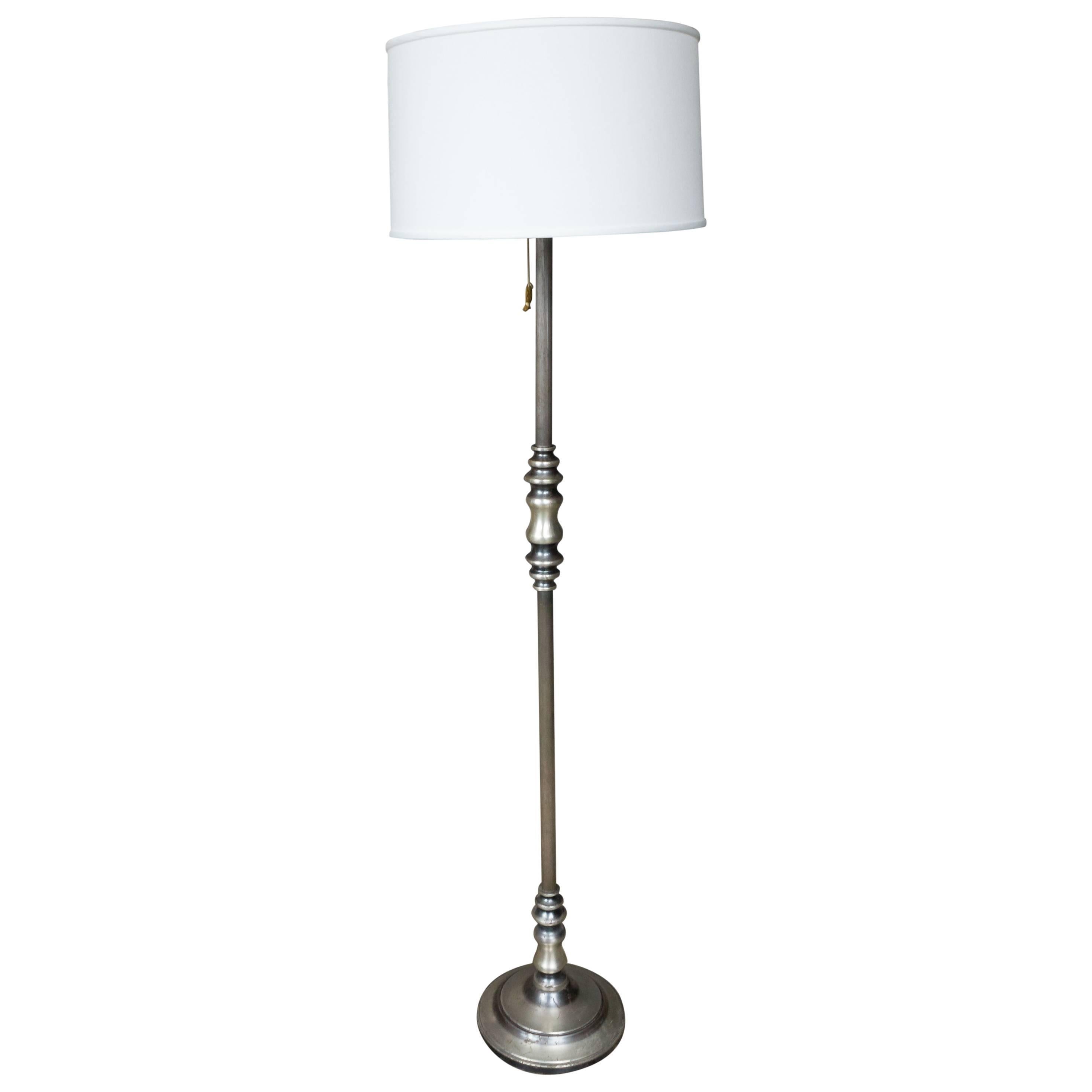 Neoclassical Style Silvered and Patinated Floor Lamp