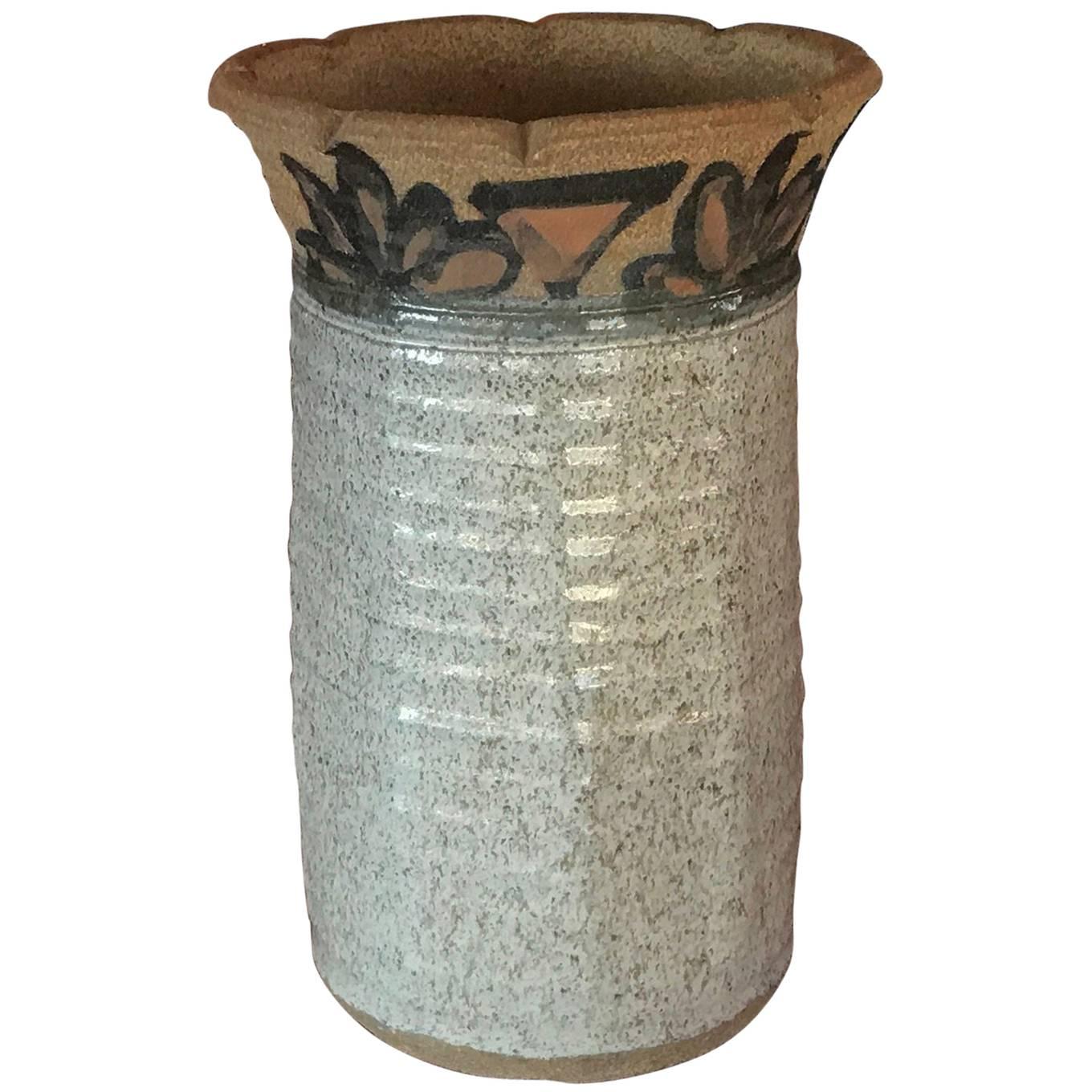 Studio Ceramic Tall Pottery Flower Vase Midcentury Vintage