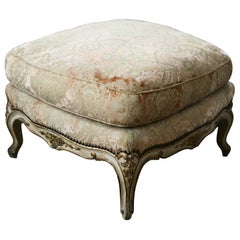 19th Century, French Louis XV Style Carved and Painted Wood Tabouret