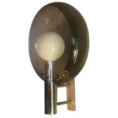 Midcentury Chrome and Lucite with Smoked Plastic Reflector Wall Light Sconce