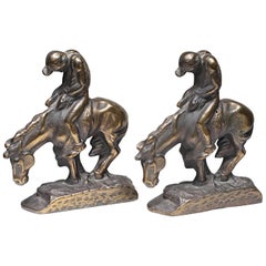 Early 20th Century Solid Bronze "End of the Trail" Bookends, circa 1940s