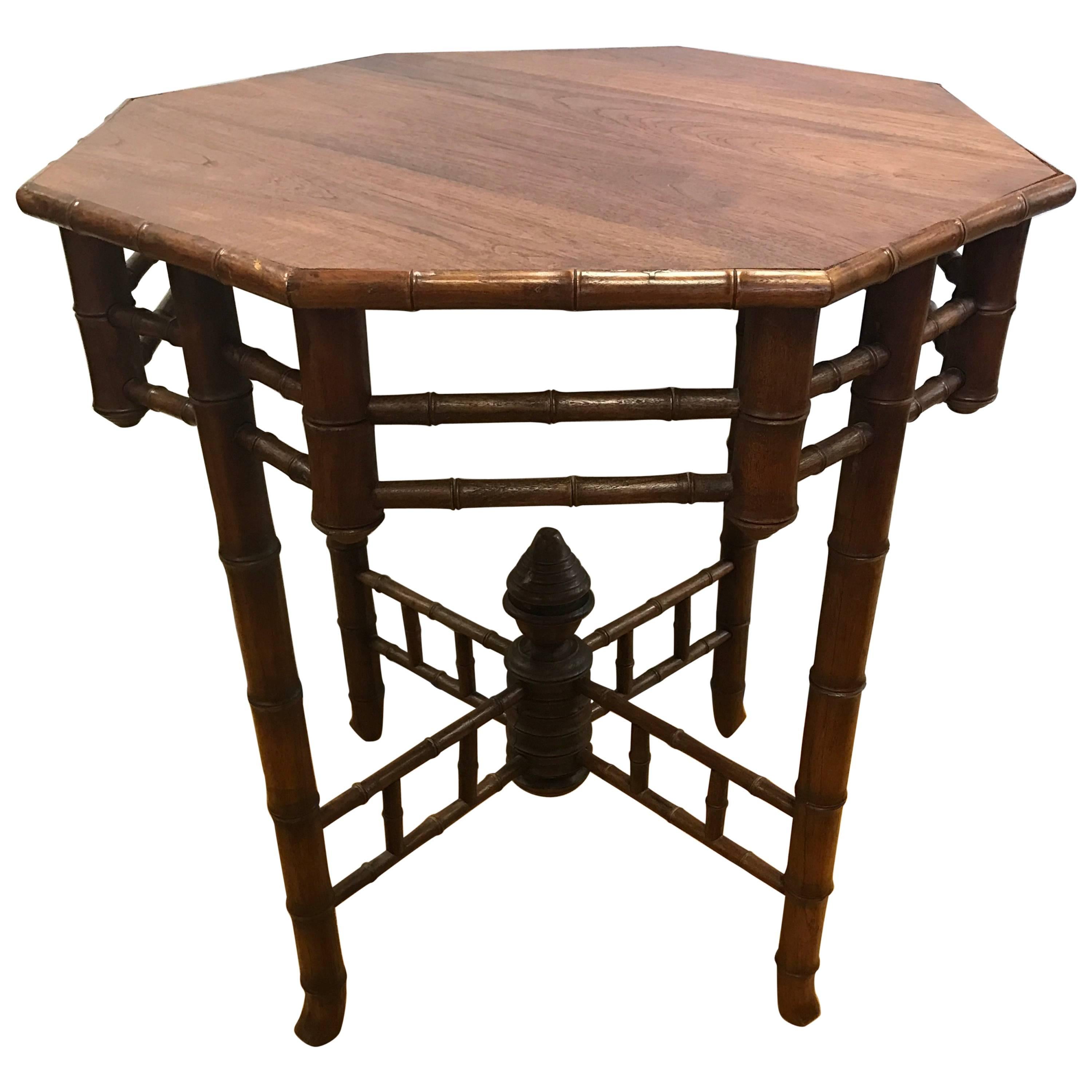 Faux Bamboo Hexagonal Occasional Table