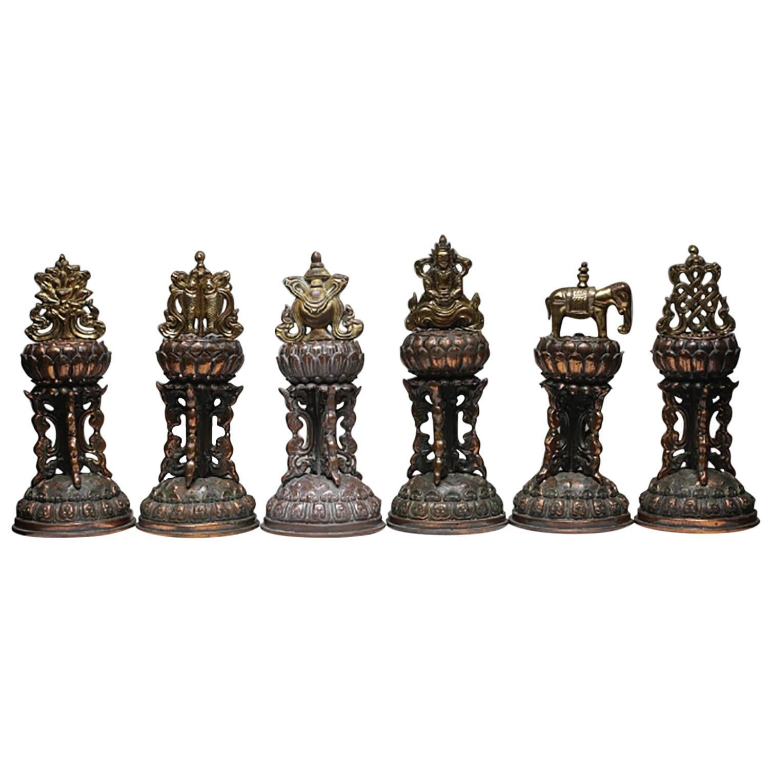 Early 20th Century Bronze Plated Temple Bells, circa 1920-1940