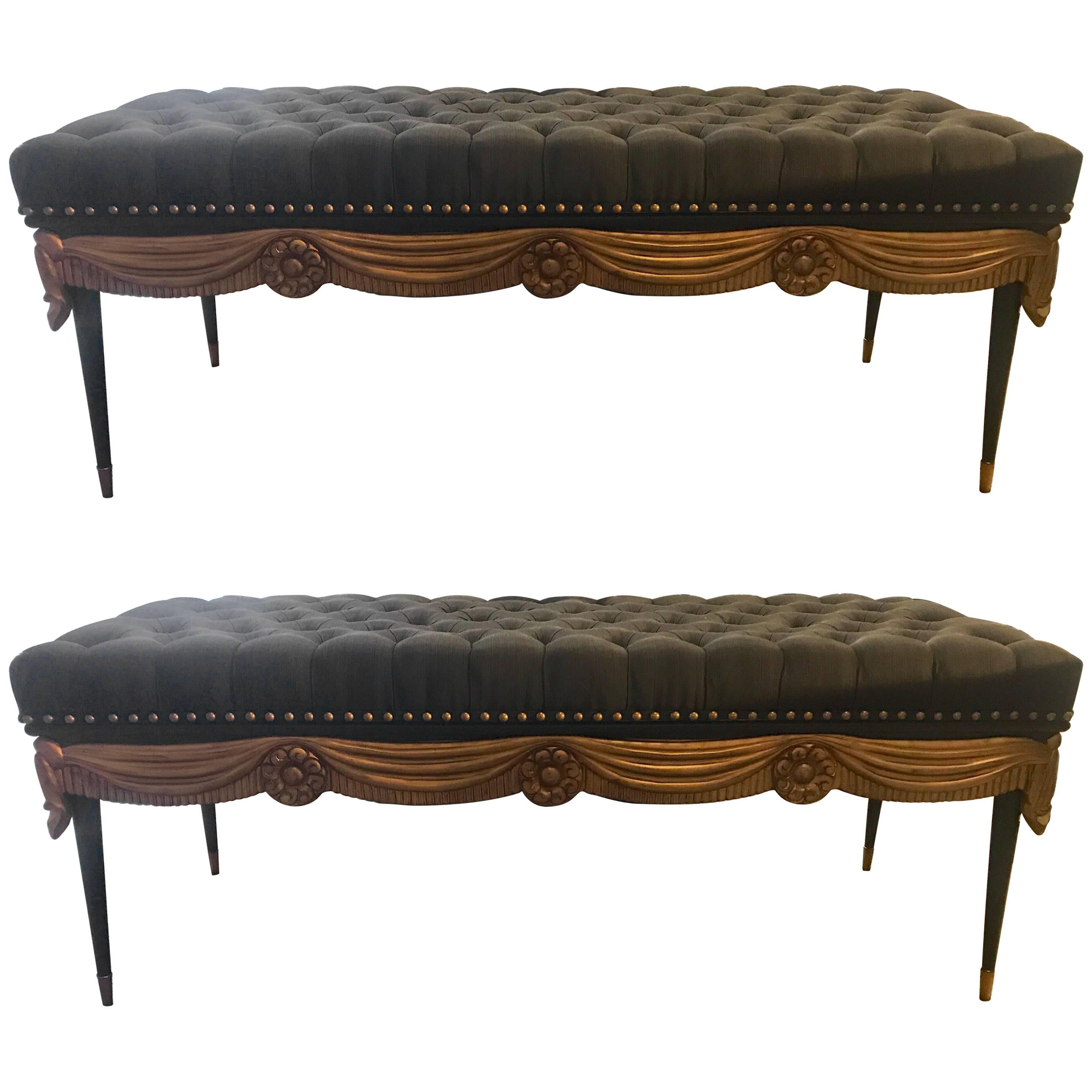 Pair of Midcentury Maison Jansen Benches