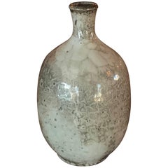 Small Studio Crackle Glazed Ceramic Weed Pot Pottery Vintage Midcentury Vase