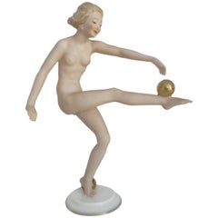 Hutschenreuther Art Deco Porcelain Nude Figure by Carl Werner