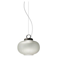 Antique "Kanji" Blown Glass Wide Pendant Lamp Designed by Denis Guidone for FontanaArte