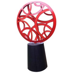 Contemporary Outdoor Large Abstract Steel Painted Sculpture, Model Red Light