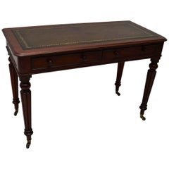 Antique Victorian Mahogany Leather Top Writing Table Desk