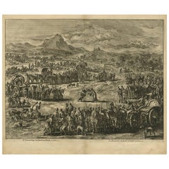 Antique Bible Print the Meeting of Jacob and Joseph by J. Luyken, 1743