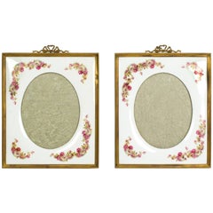Antique Early 20th Century Pair of Continental Porcelain Photograph Frames