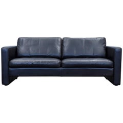 COR Designer Sofa Leather Black Two-Seat Couch Modern