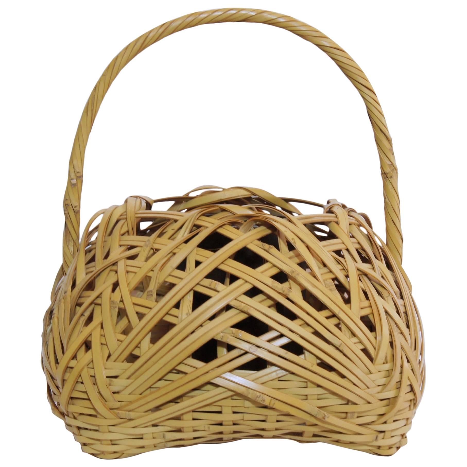 Early 20th Century Bamboo Basket Vase, Japan at 1stDibs
