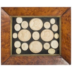 Antique 19th Century Set 19 Grand Tour Plaster Framed Portrait Medallions