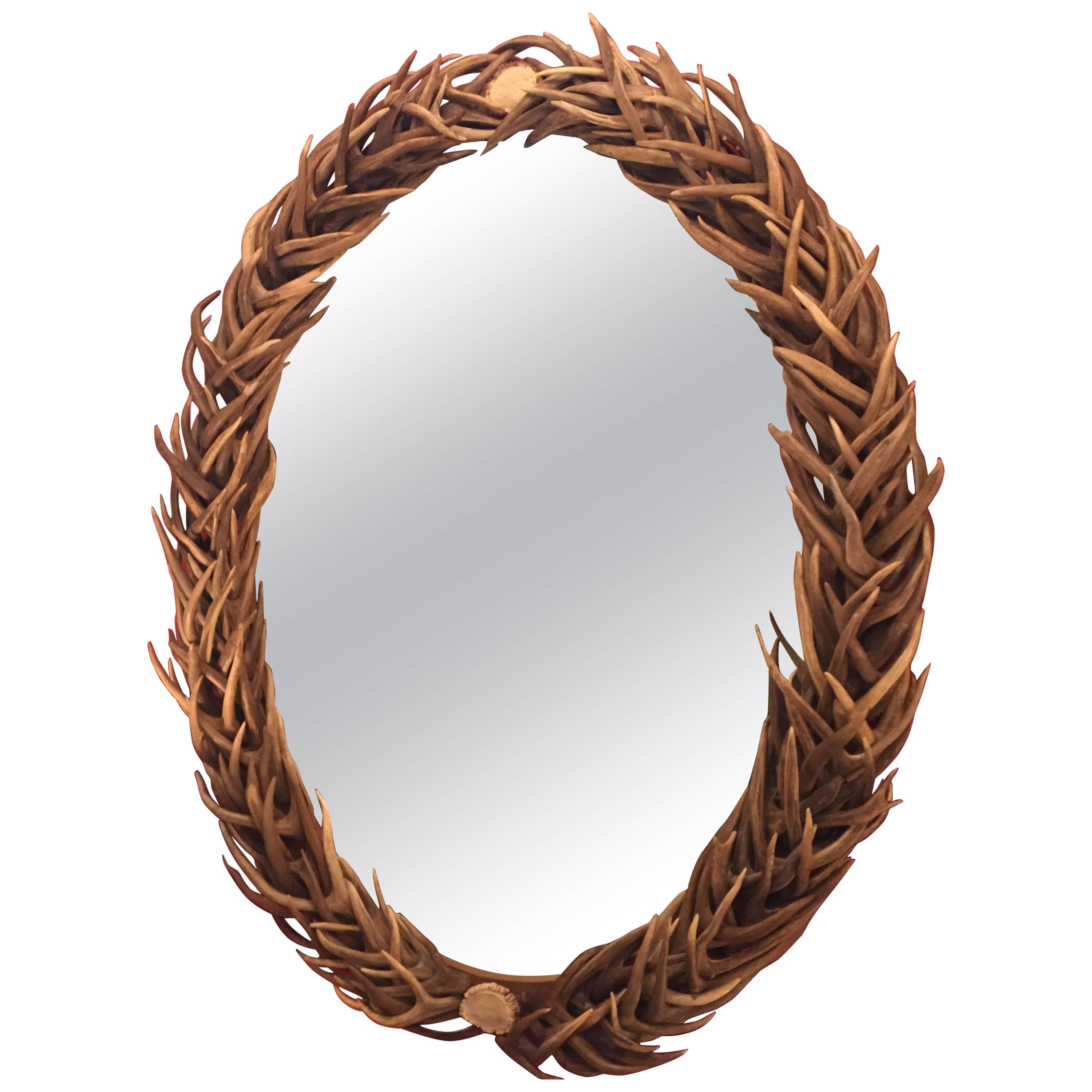 Spectacular Antler Oval Mirror